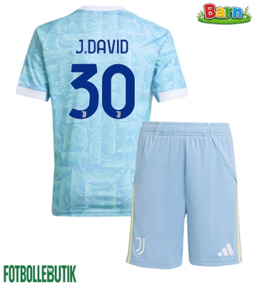 Juventus Jonathan David #30 Bortaställ Barn 2025-26 Kortärmad (+ Korta byxor)